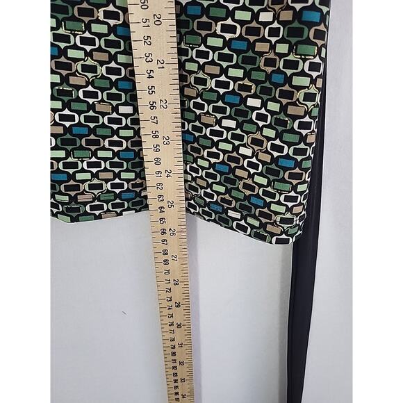 Vintage 90s Babydoll Top Black Green Geometric Flutter Short Sleeve Bow Boho USA - Picture 11 of 15